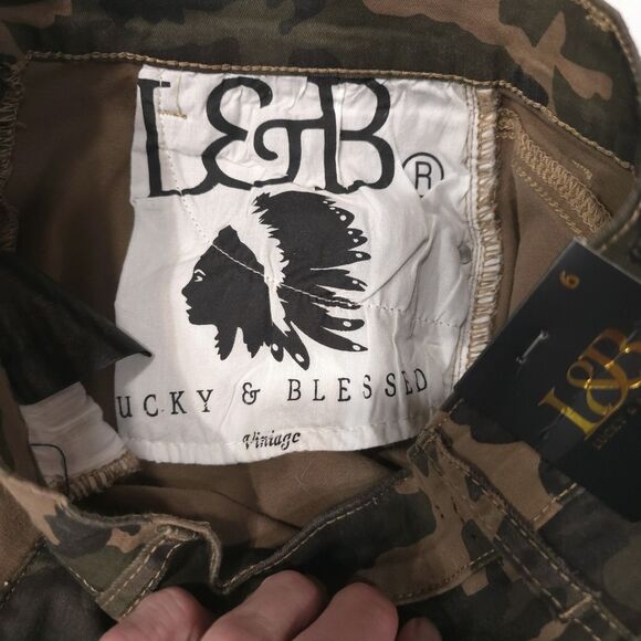 Y2K Camo Denim Jean Skirt Sz6 28W Pockets Grunge Punk Western Rock Baddie Street - Picture 15 of 16